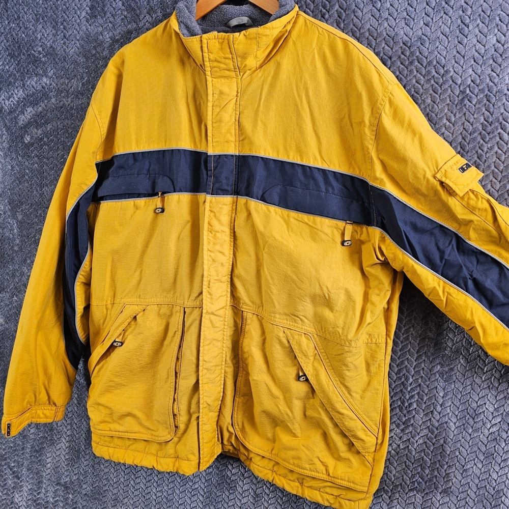AERO Quality Outerwear Yellow Navy Stripe Ski Snowboard Jacket Mens L‎